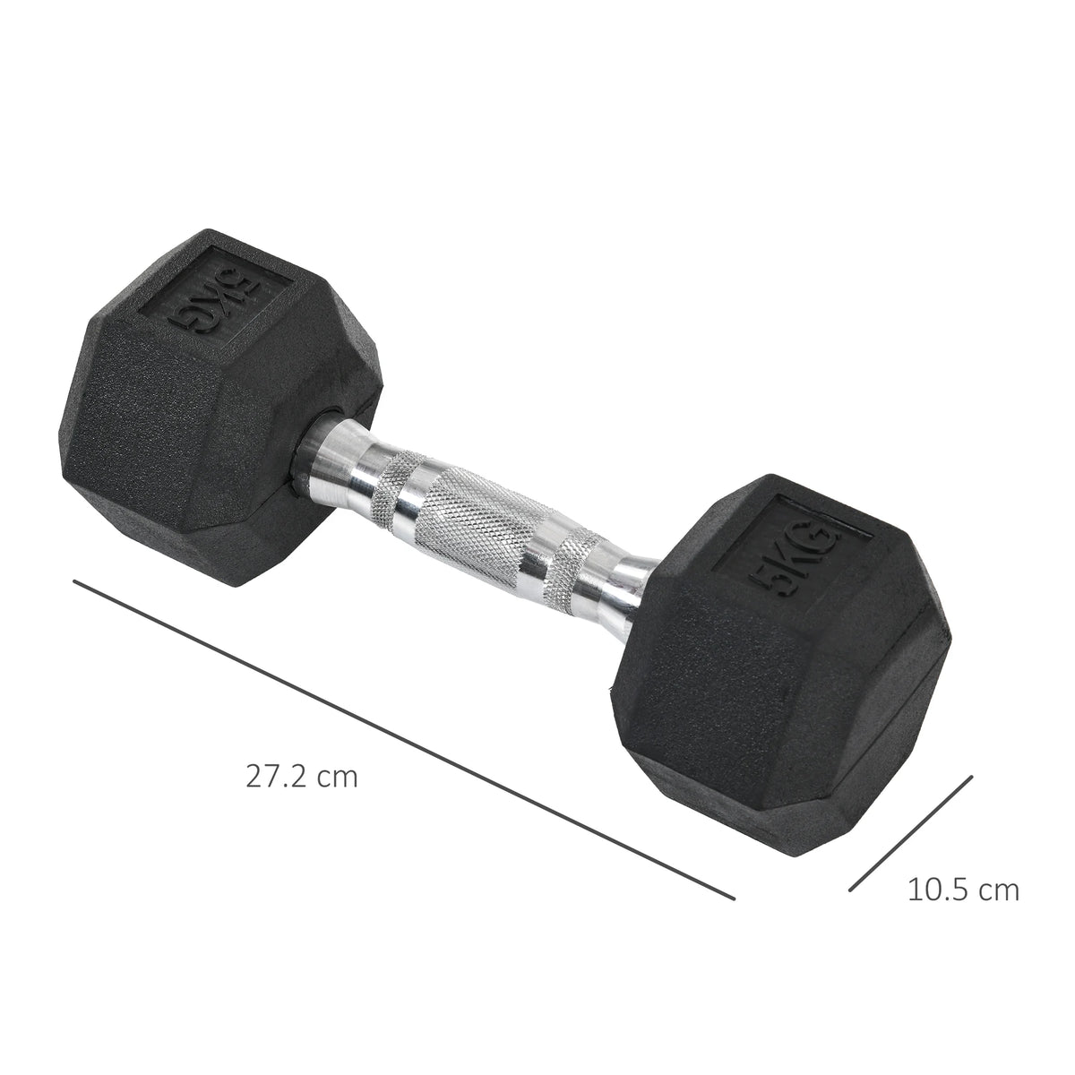 Rubber Hex Dumbbells Set for Home Gym Strength Training (2 x 5kg)