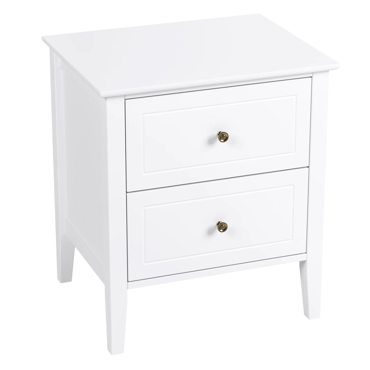 White Bedside Table with 2 Drawers | 50x40x55cm Wooden Nightstand Bedside Cabinet for Bedroom