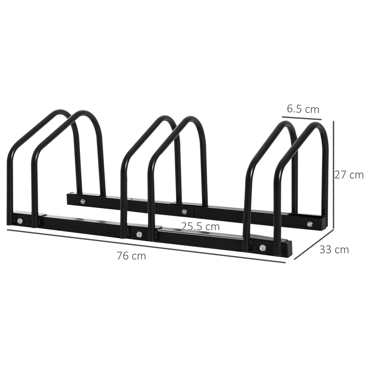 Bike Parking Rack for 3 Bikes, Floor Standing Steel Cycle Stand, Black