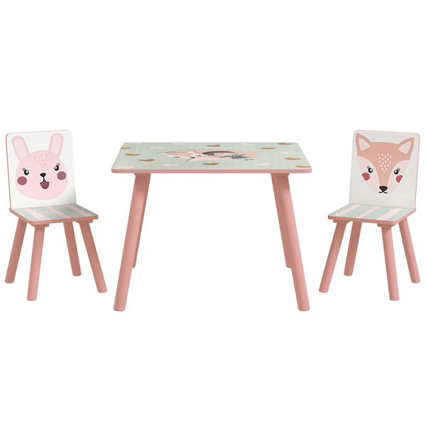 Kids Table and Chair Set Toddler Table with 2 Chairs 3 Pieces Pink