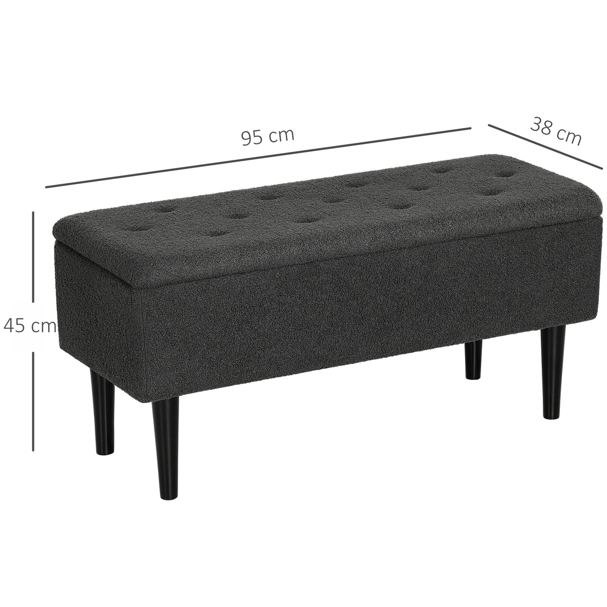 15in Ottoman Storage Box with 47L Storage Capacity