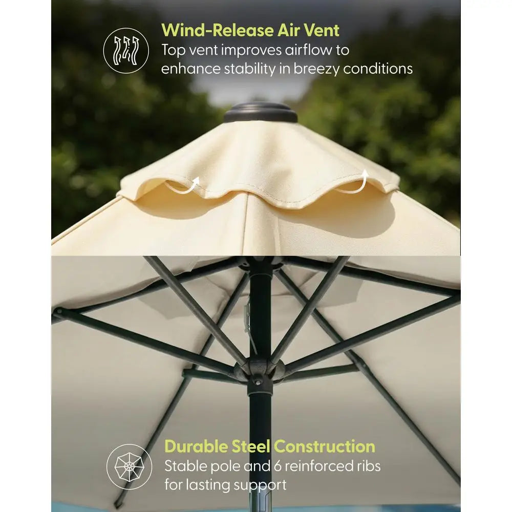 2.7m Tilting Garden Parasol with Crank and Protective Cover, UPF 50, Cream