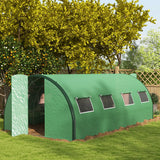 6 x 3m Polytunnel Greenhouse with 2 Hinged Doors, 8 Mesh Windows and Galvanised Steel Frame