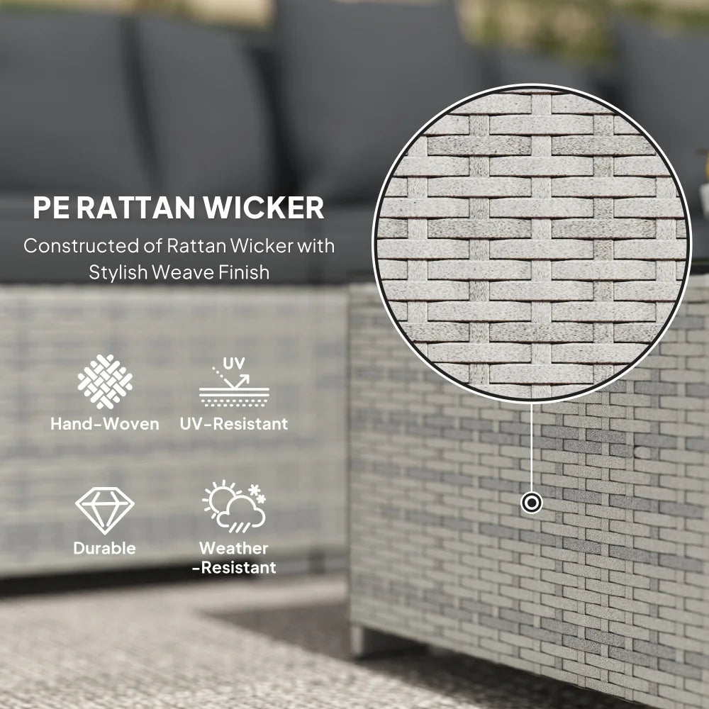 6-Piece Rattan Corner Sofa Set, Mixed Grey