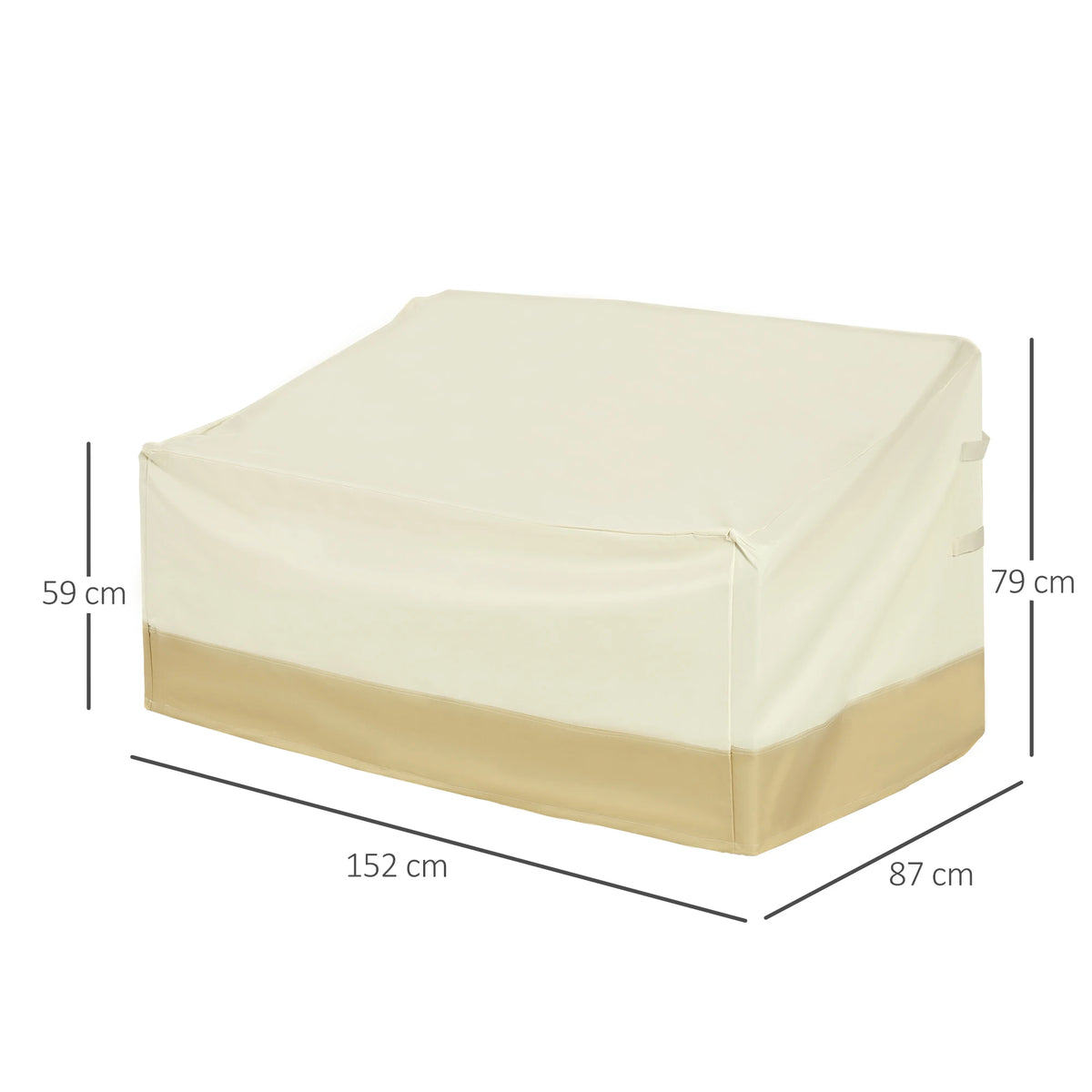 600D Oxford Cloth Furniture Cover, 3 Seat Rattan Chair Protector, Large Waterproof Garden Patio Cover, L152 x W87 x H58-79cm