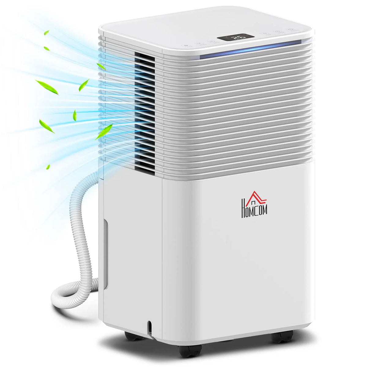 10L/Day Portable Dehumidifier with 2L Tank and Child Lock, Quiet 38dB, White
