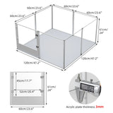 BINGOPAW Acrylic Pet Whelping Pen 6-10 Panels Multiple Sizes Clear Playpen Fence for Guinea Pigs Rabbits Small Animals