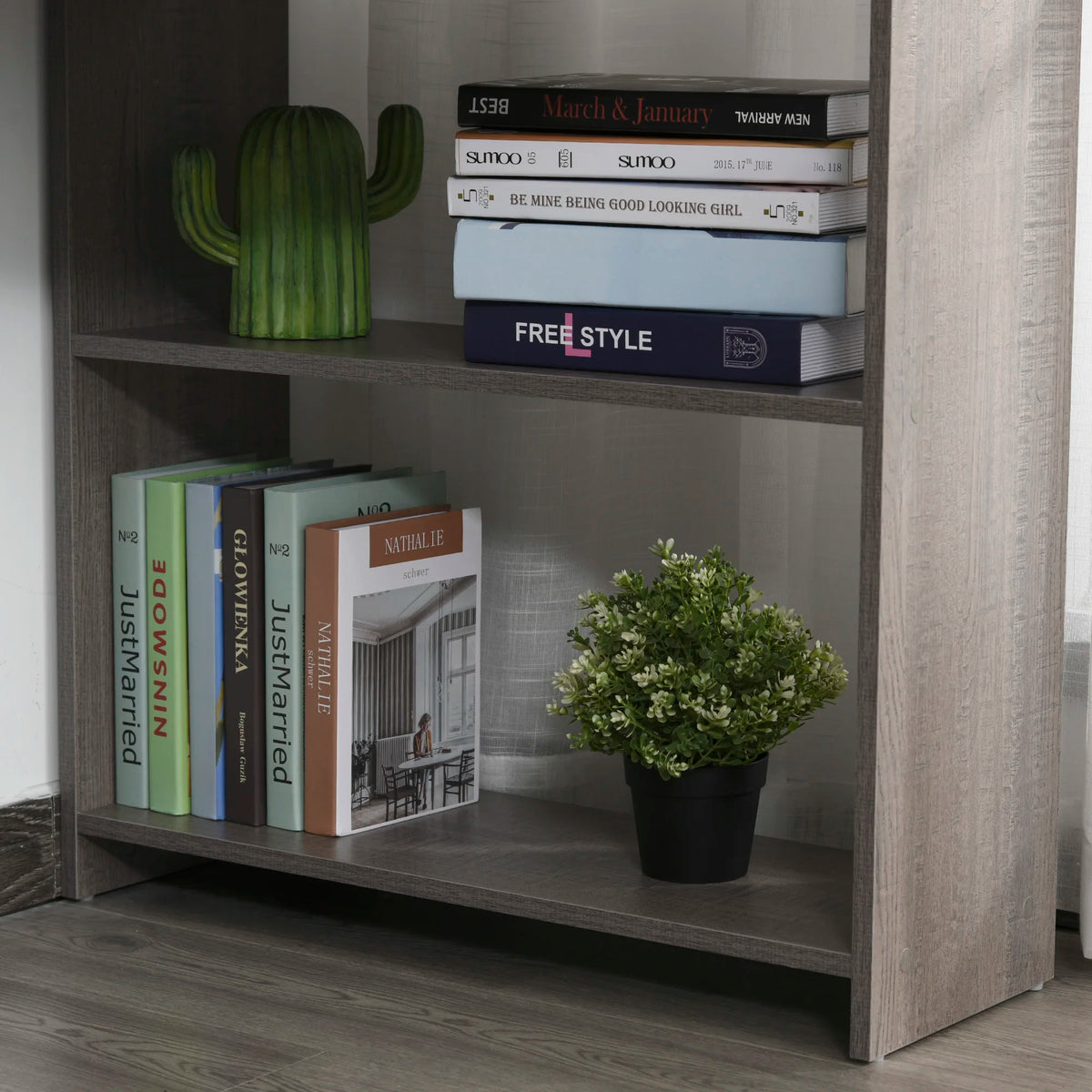 L-Shaped Corner Computer Desk with Keyboard Tray, Shelves and Drawer, Grey