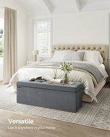 Large Velvet Storage Ottoman Bench 110cm with 131L Capacity | 300kg Tufted Footstool with Storage Boxes