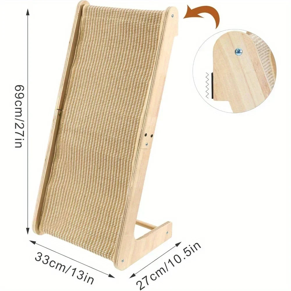 L Shaped Sisal Cat Scratcher 69cm Dual Use Scratch Pad and Lounger for Indoor Cats Playing and Relaxing