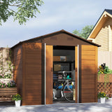 8 x 6ft Metal Garden Shed with Sliding Lockable Door Four Vents and Galvanised Steel Frame for Tool and Bike Storage