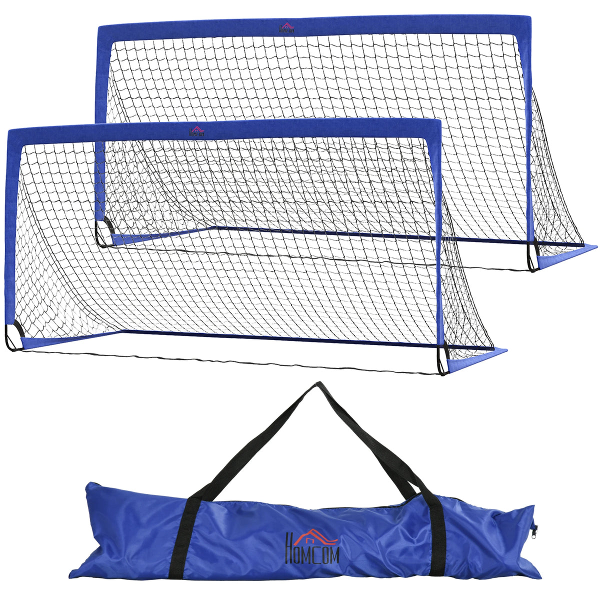 Set of 2 Foldable 6 x 3ft Football Goals with Carry Bag
