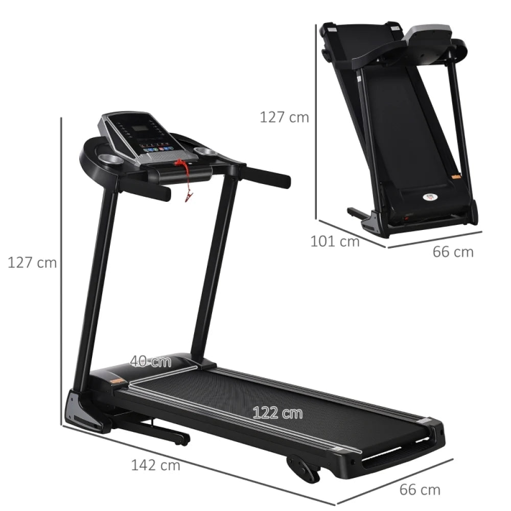 Folding Treadmill 2.0HP Incline 12.8km/h LED Display 12 Preset Programs Drink Phone Holder for Home Gym