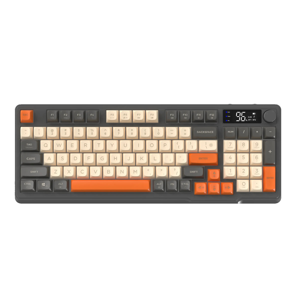 Wireless Gaming Keyboard with Display Screen & Knob – 94 Keys, Bluetooth & 2.4GHz, Quiet Membrane