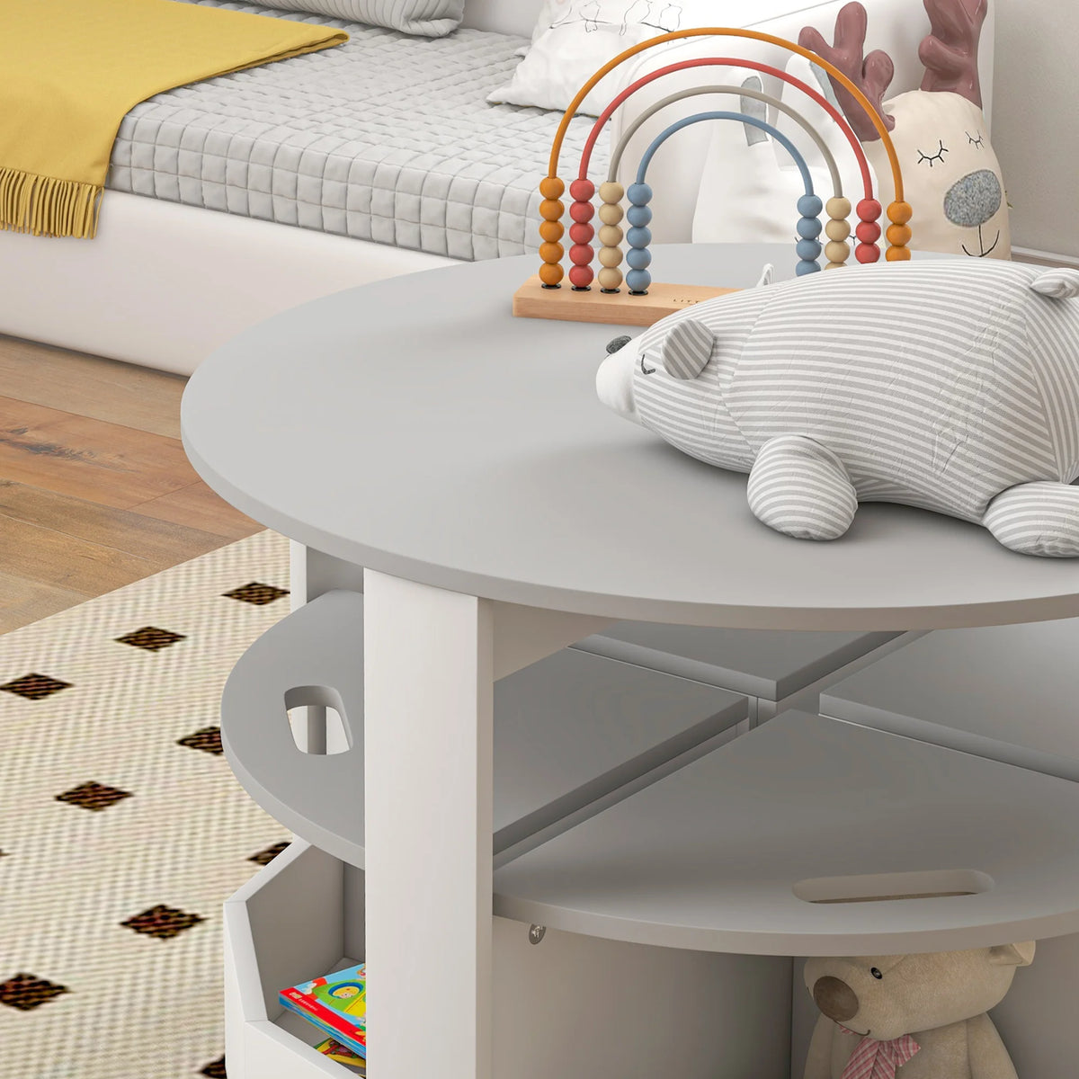 Kids Table and 4 Chairs Set with Under-Seat Storage, Ages 3–8, Grey