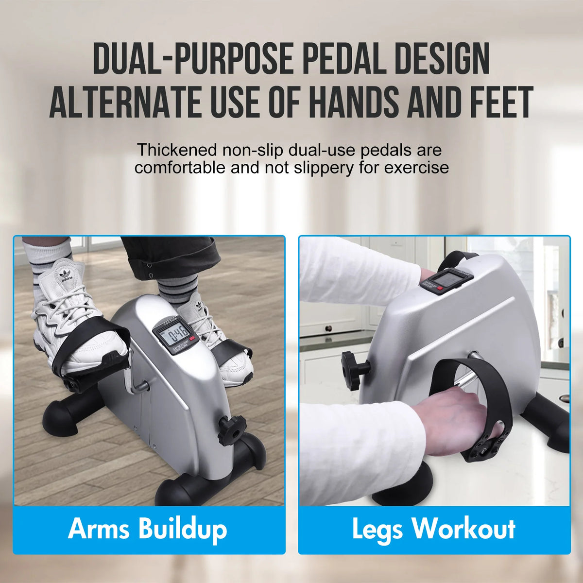 Mini Pedal Exercise Bike Under Desk Portable Cycle Trainer with LCD Display for Home Office
