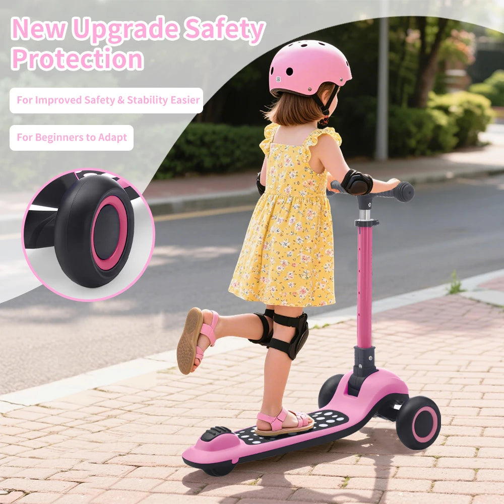 Kids Scooter Foldable 3 Wheel Adjustable Height Light Up Deck Scooter