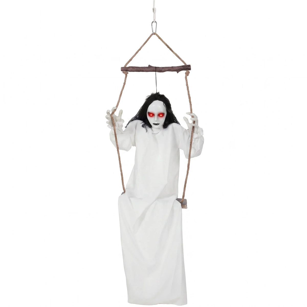 170cm Animated Hanging Swing Ghost with Glowing Red Eyes