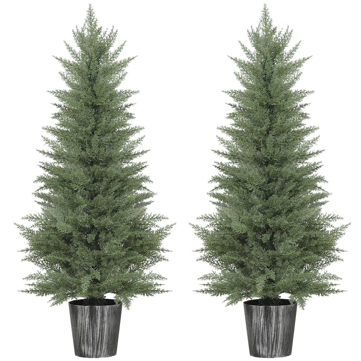 Set of 2 Artificial Cypress Trees with Pots, Indoor and Outdoor