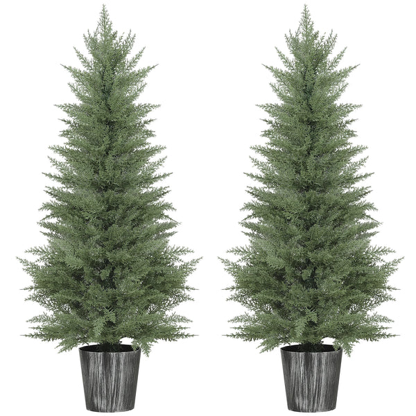 Set of 2 Artificial Cypress Trees with Pots, Indoor and Outdoor