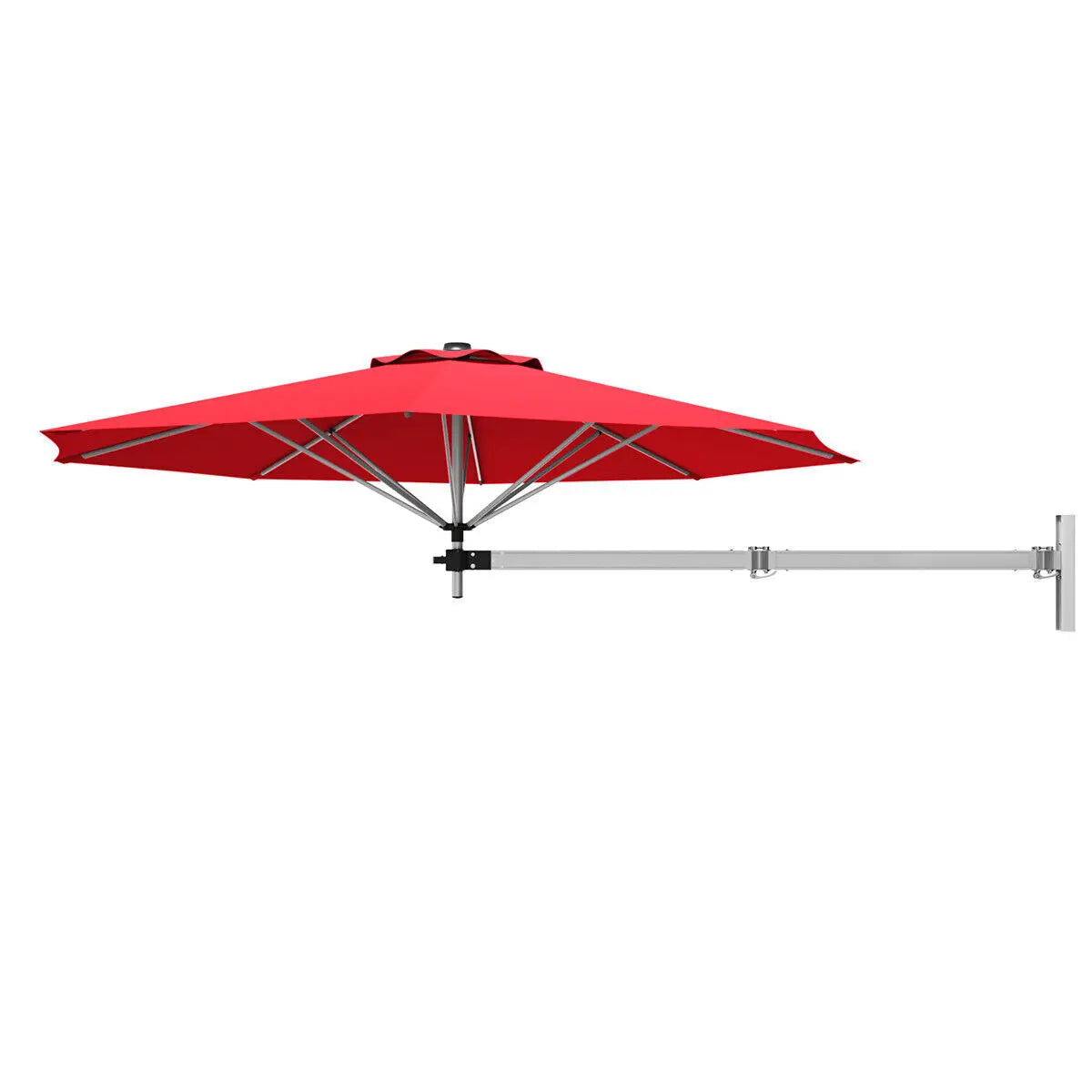 Wall Mounted Cantilever Umbrella, Garden Patio Tilting Sunshade Parasol, Red