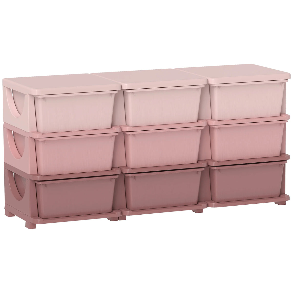 Kids 3 Tier Storage Drawer Unit with 9 Removable Drawers Plastic Chest Tower Rounded Edges