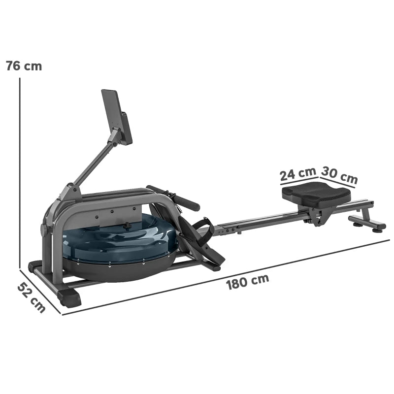 Water Rowing Machine with Adjustable Resistance – Foldable Cardio Rower with Wheels & LCD Display