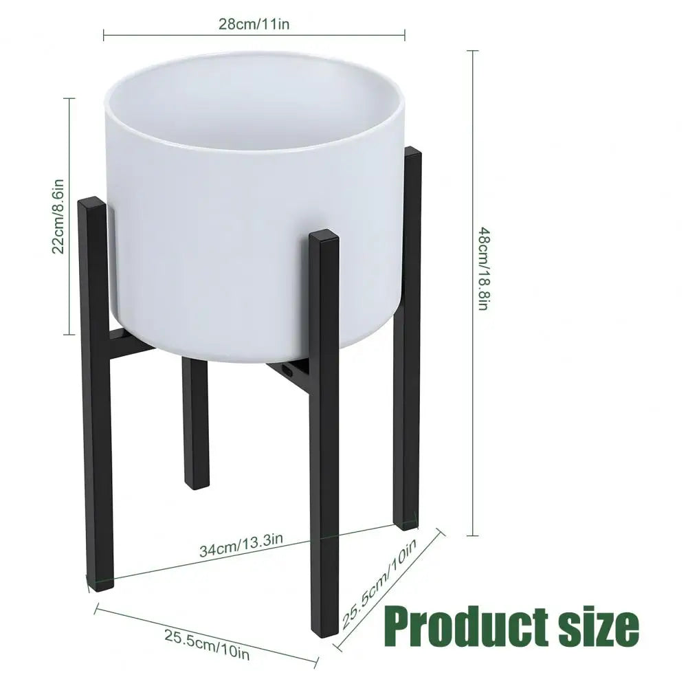 2 Pack Adjustable Iron Plant Pot Stand with 12 Inch Flower Pot Nordic Style Floor Standing Rack for Home Office Garden