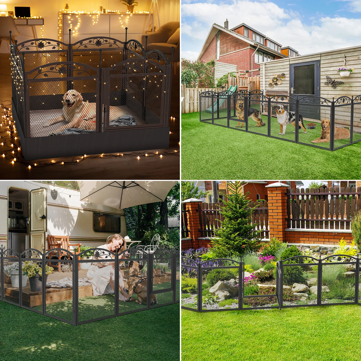 BINGOPAW Detachable 8 Panel Dog Playpen Fence 126x126x88cm Waterproof Pad Puppy Exercise Kennel