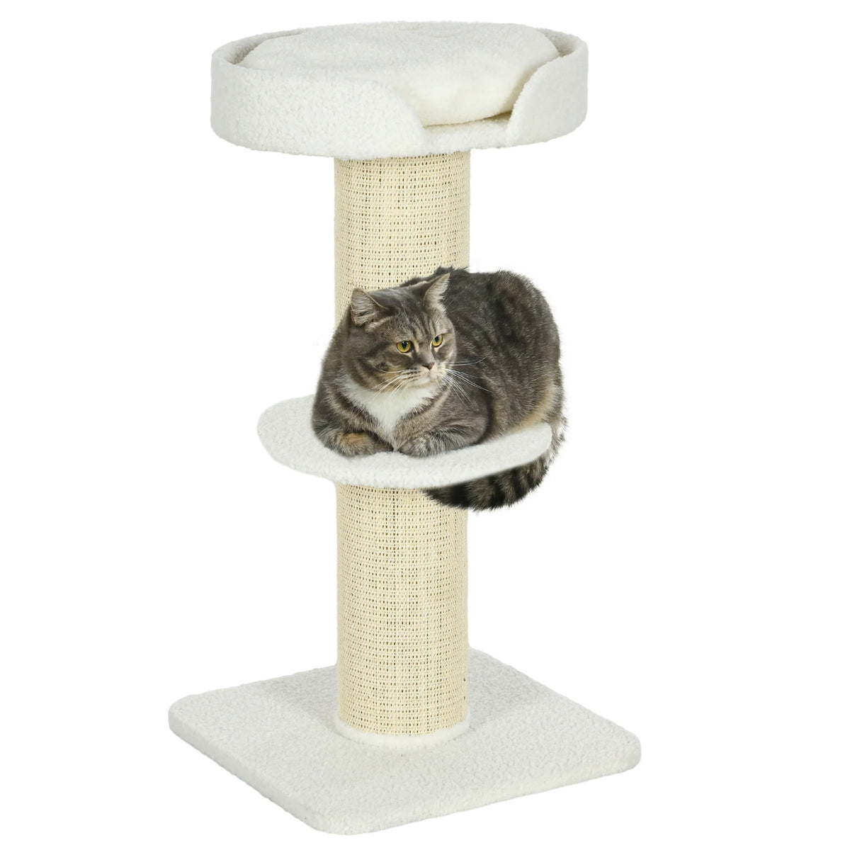 2 Tier Cat Tree w/ Top Basket Cushion Sisal Post