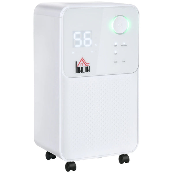 12L/Day Portable Dehumidifier with 2L Tank, Quiet 38dB Operation, White
