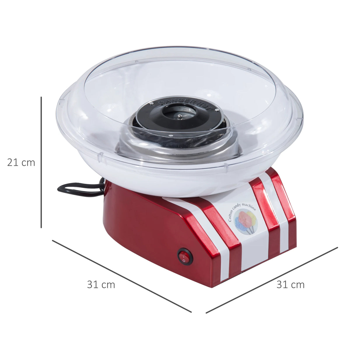 Electric Candy Floss Machine for Home with Sticks and Sugar Scoops, Red