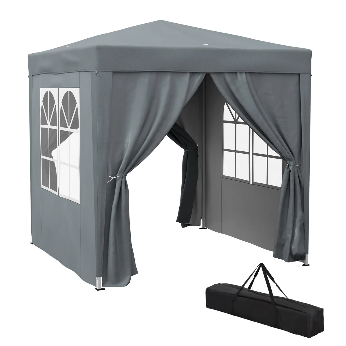 2 x 2m Garden Pop Up Gazebo, Wedding Party Tent Marquee, Water Resistant Awning Canopy, Grey