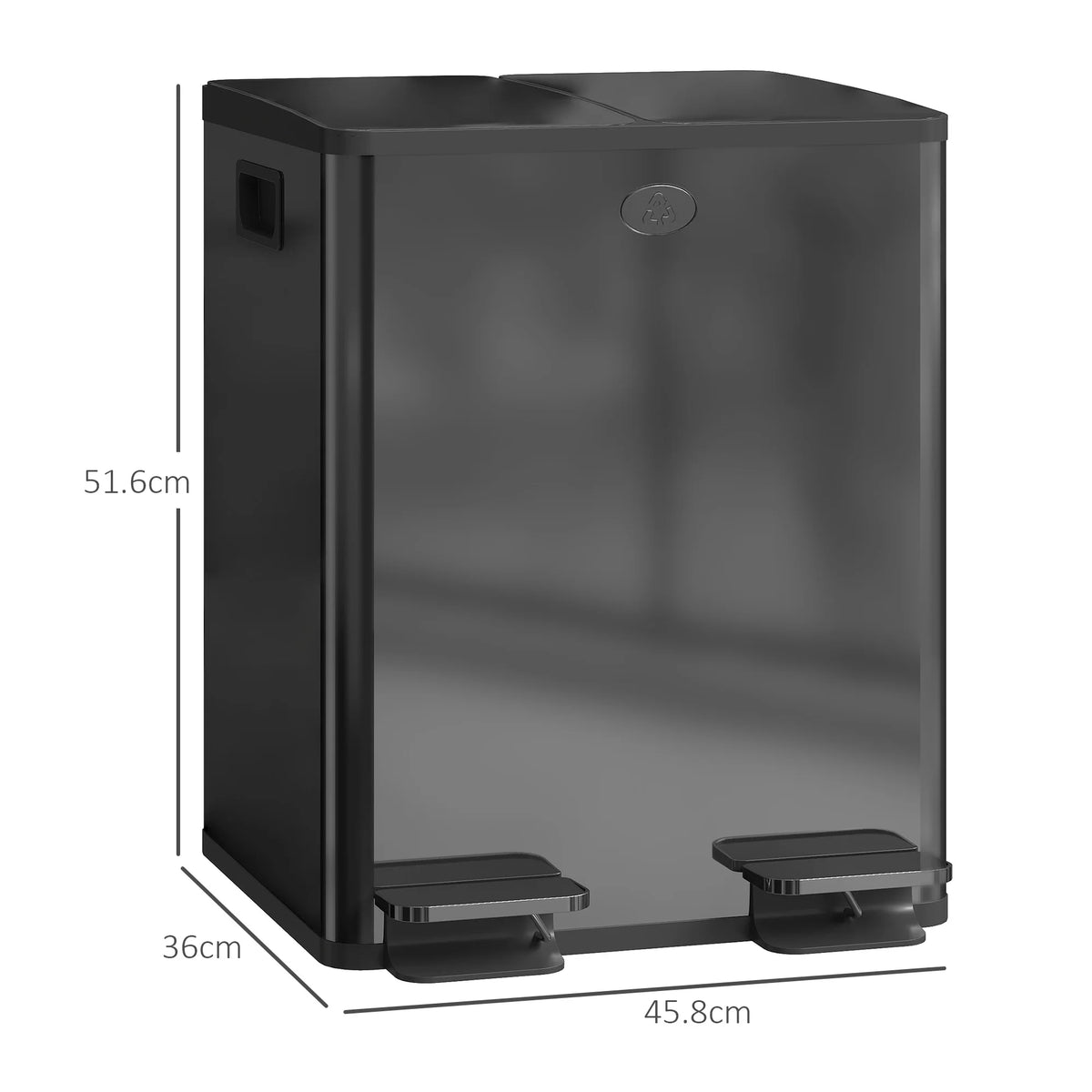 2 x 20L Dual Kitchen Bin Pedal Bin for Recycling and Waste