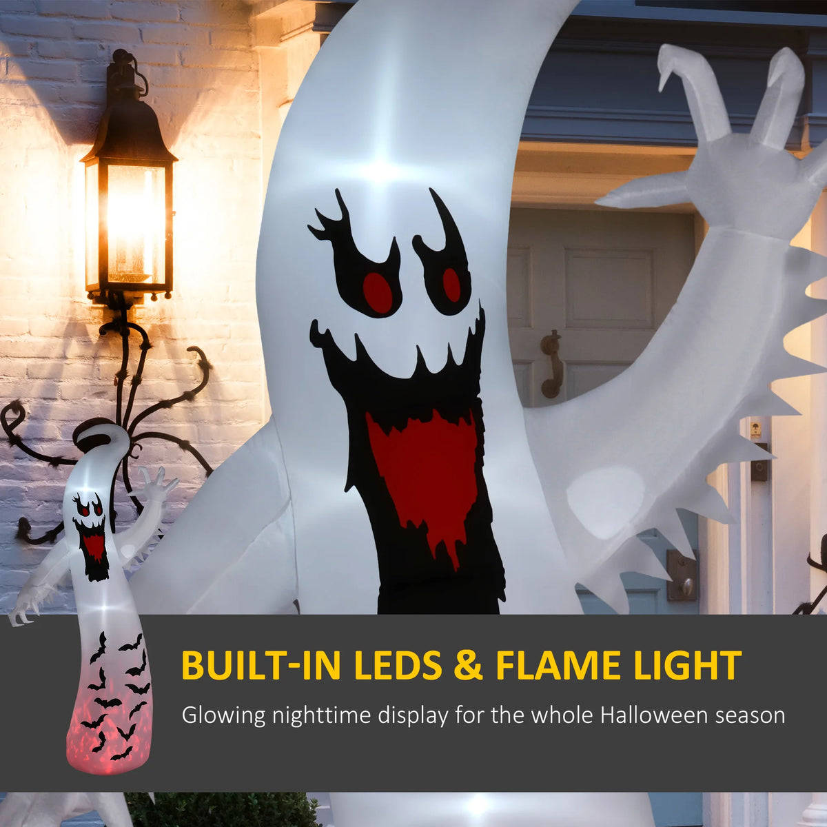 11.8ft Inflatable Halloween Ghost with LED Lights, Blow Up Garden Decoration
