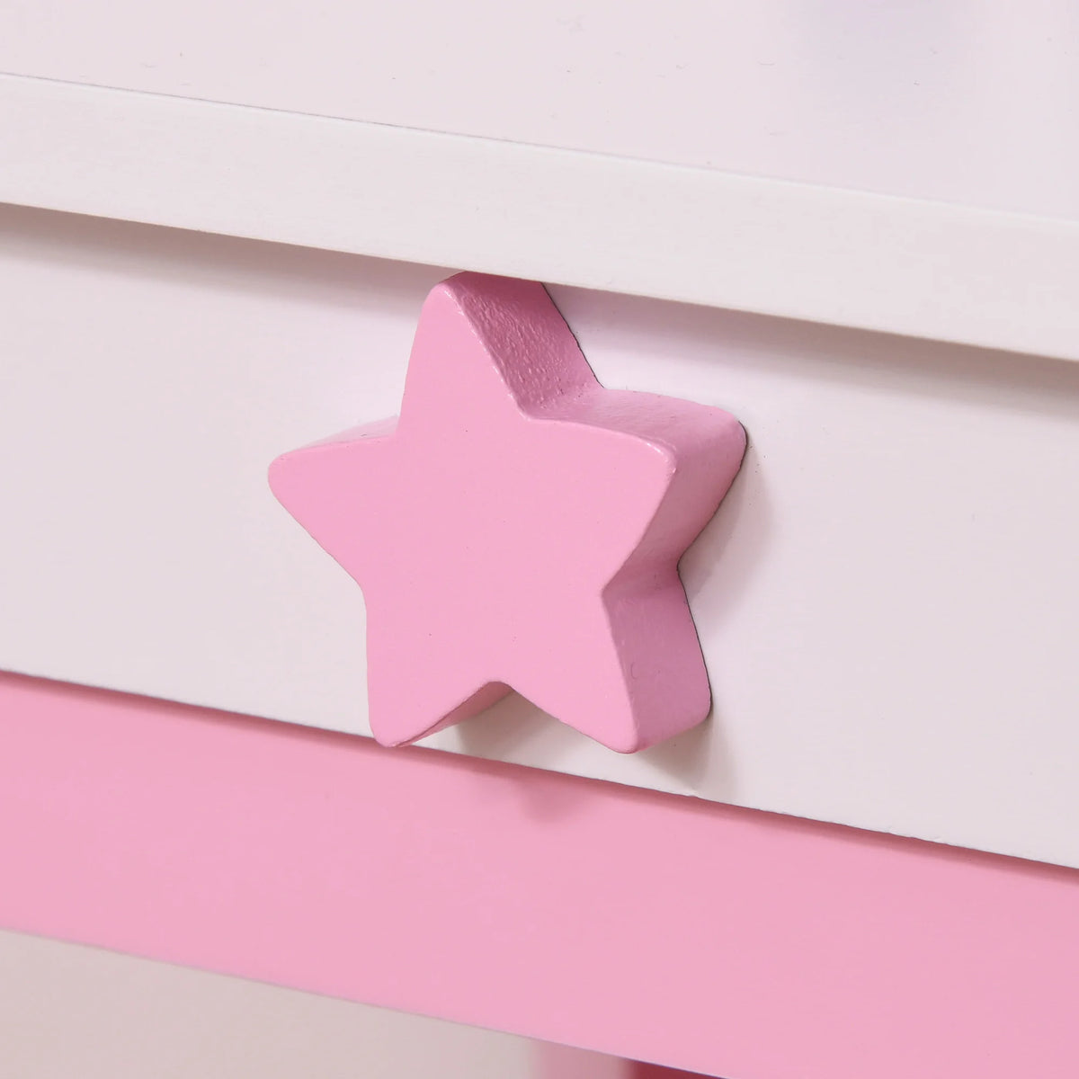 Kids Unicorn Dressing Table with Large Acrylic Mirror Drawer Stool MDF Rounded Edges Ages 3-6 Pink