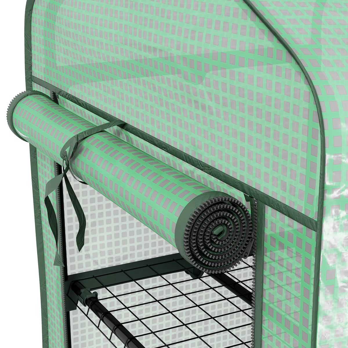 3-Tier Mini Greenhouse with Reinforced PE Cover, Green