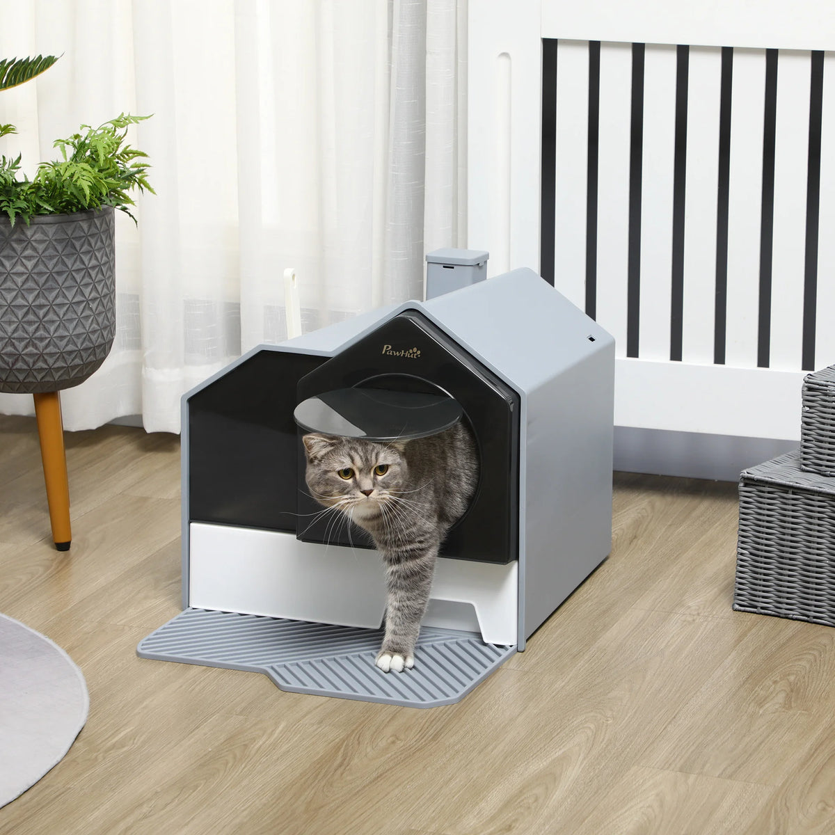 Hooded Cat Litter Tray with Scoop, Drawer Pan & Carry Handle