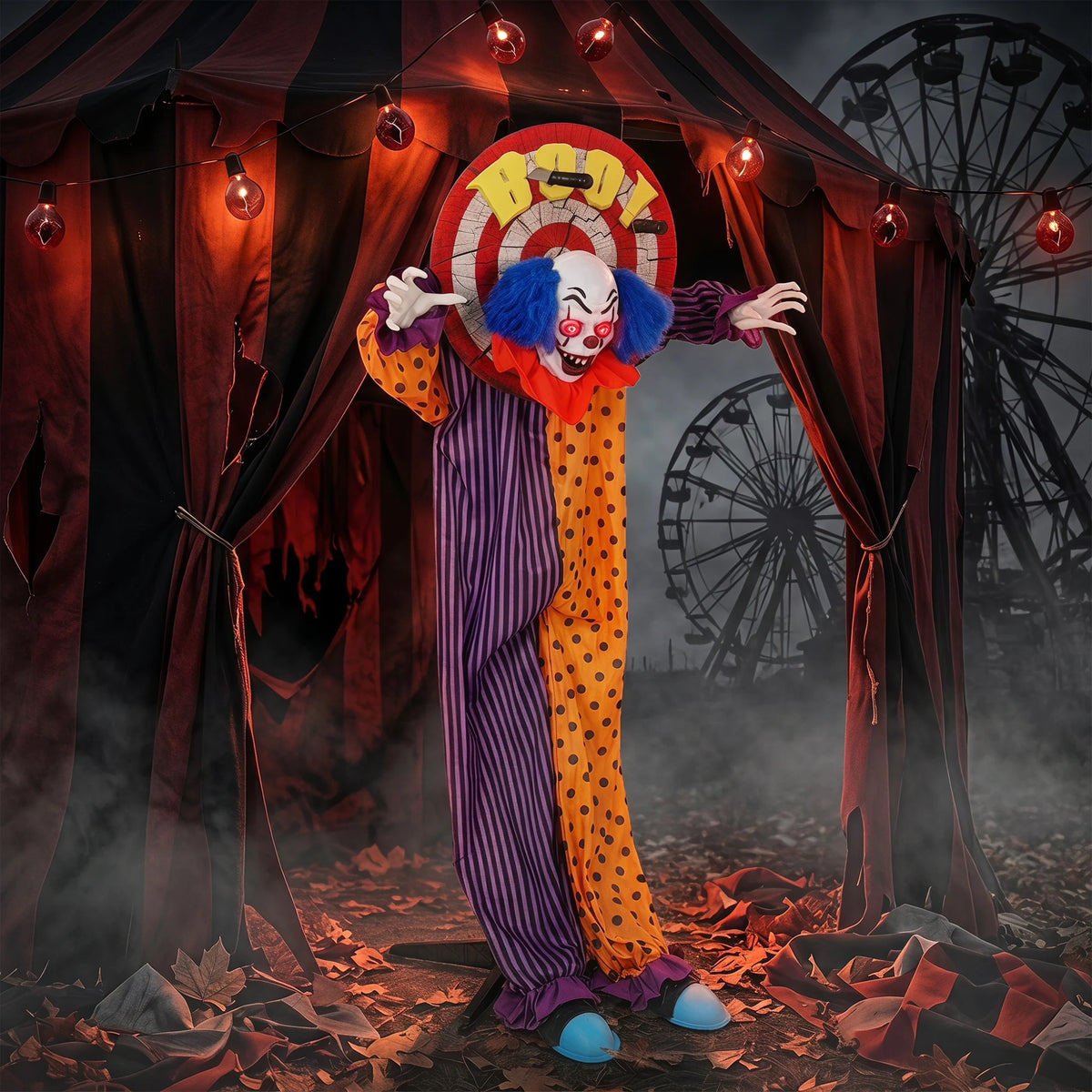Rotating head mechanism on an animated Halloween clown
