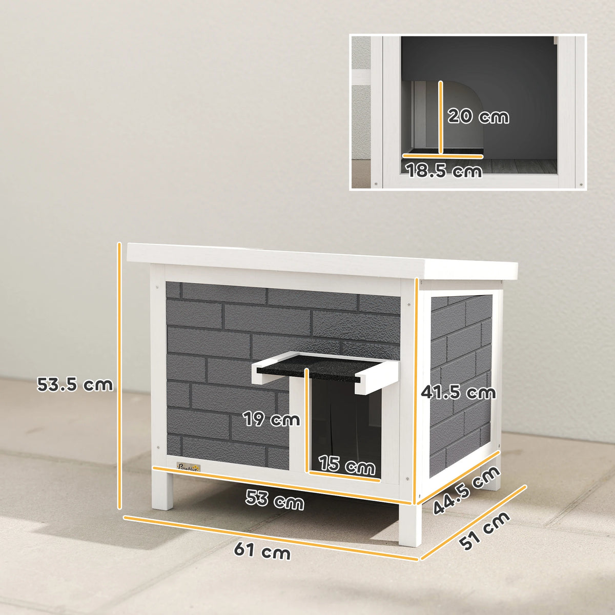 Insulated Outdoor Cat House with Openable Roof and Door Flap, Raised Wooden Shelter