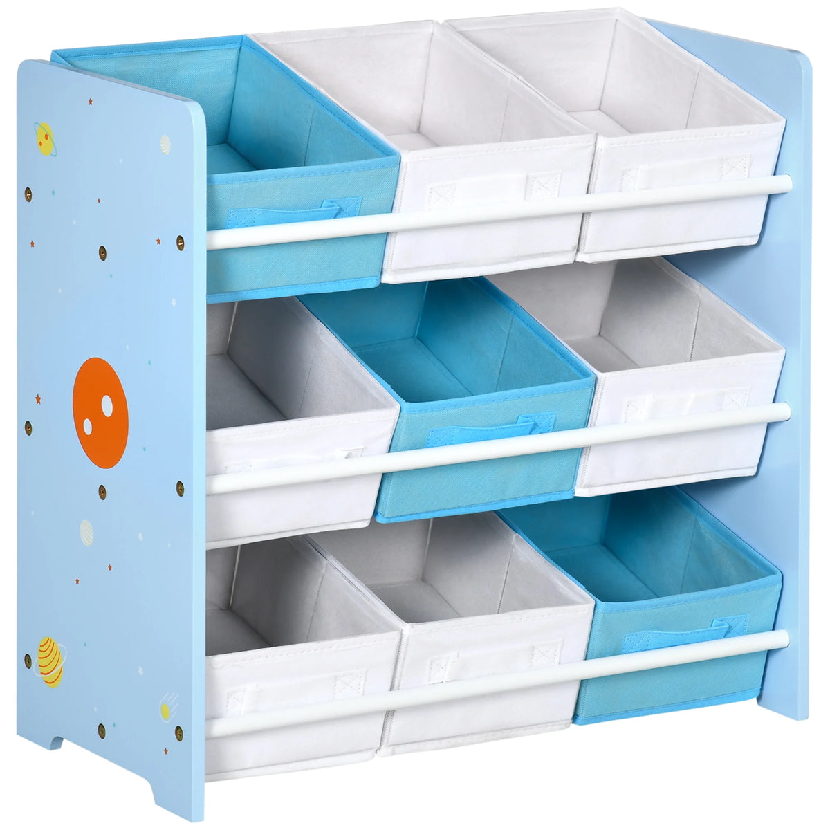 Kids Storage Unit with 9 Removable Baskets 63x30x60cm Toy Organiser Bookshelf MDF Rounded Edges