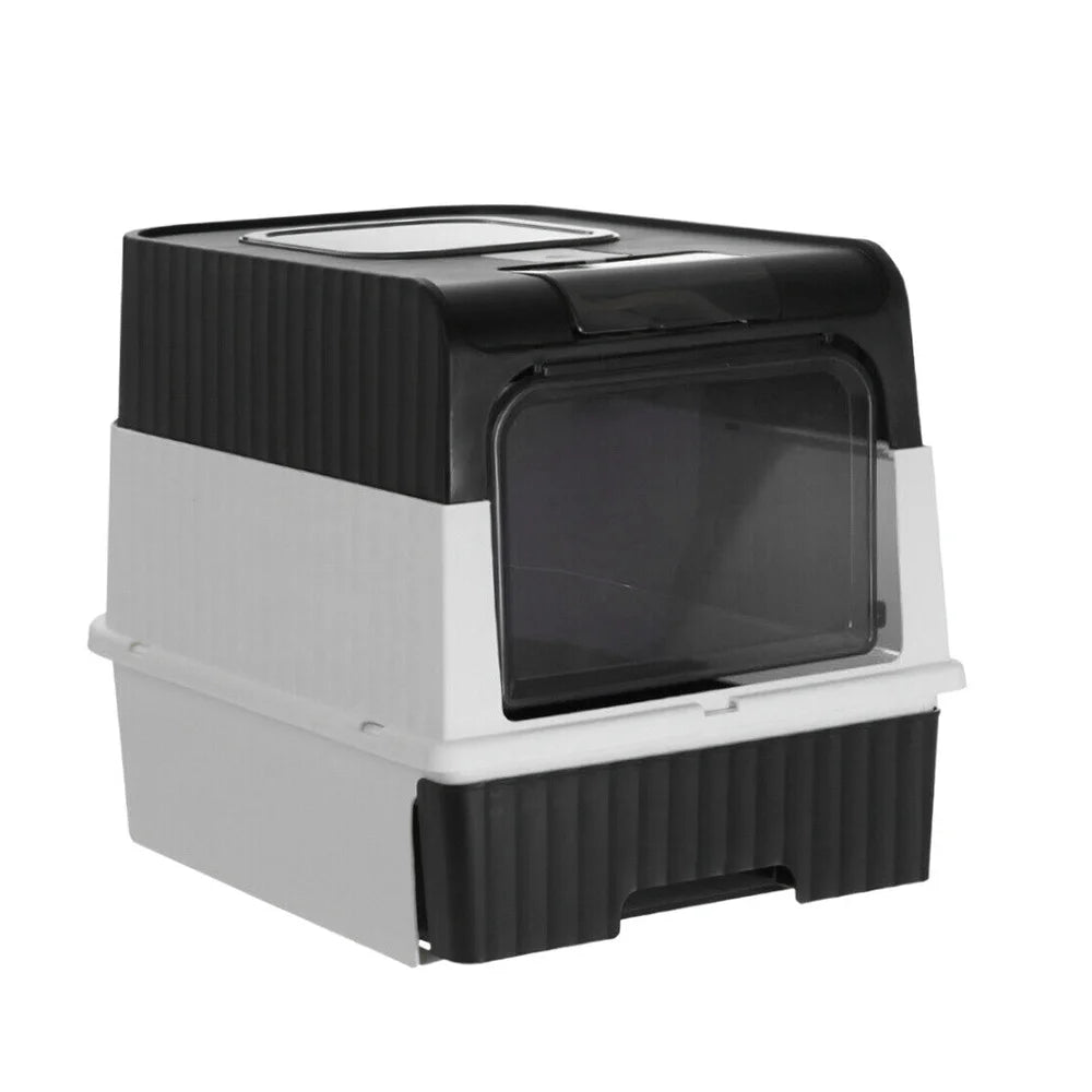XLarge Self Cleaning Cat Litter Box 48x35x36cm Drawer Anti-Splash Enclosed Potty Tray UK