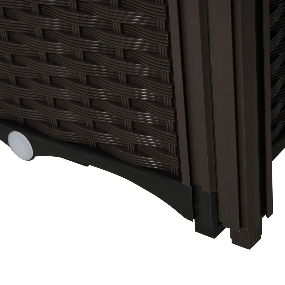 Set of 2 Raised Planters 40x40x44cm Rattan Effect Plastic Plant Stands with Self Watering Discs Brown