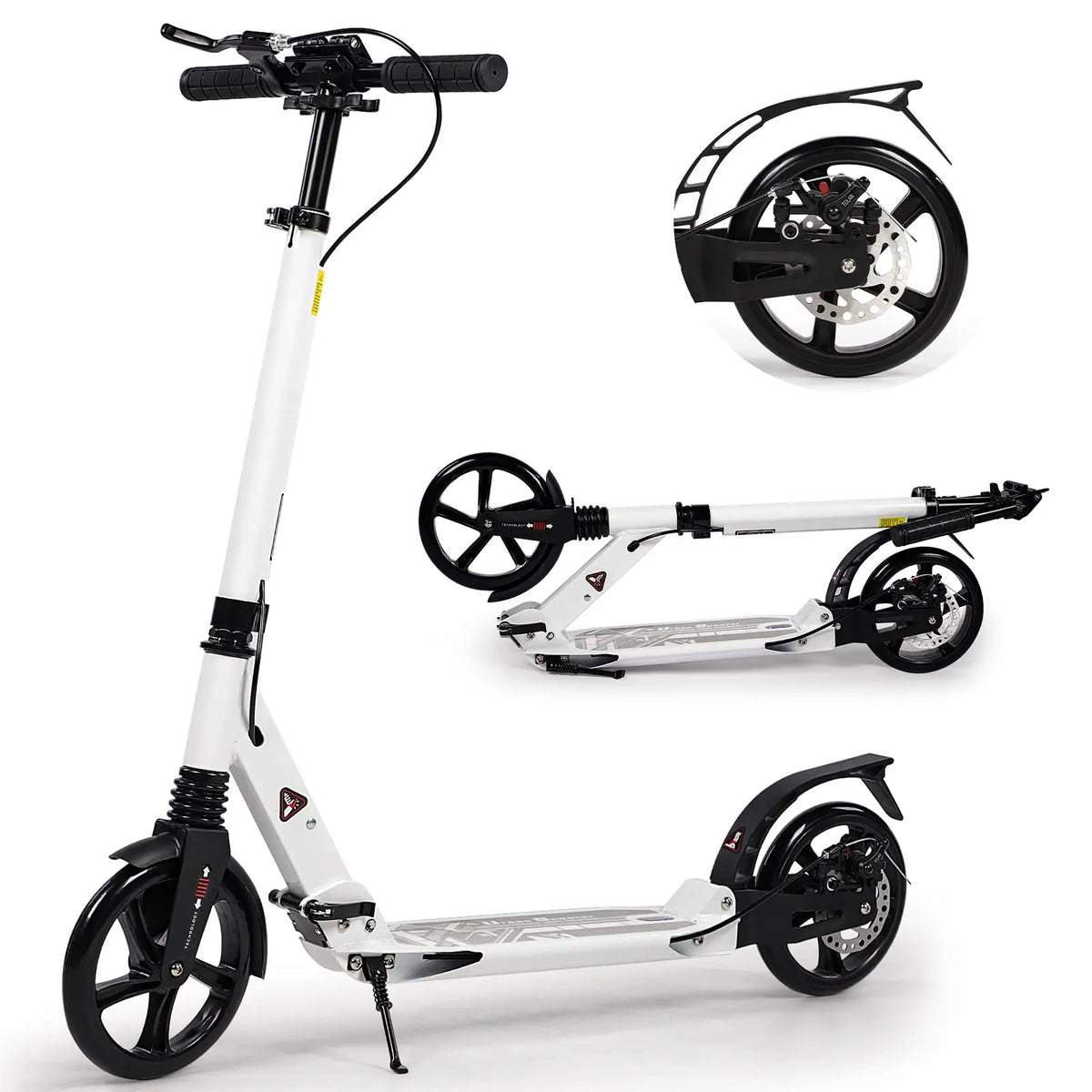 Folding Kick Scooter for Teens and Adults with 200mm Wheels, Disc Brake and Carry Strap