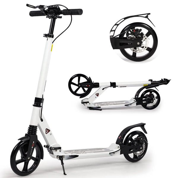 Folding Kick Scooter for Teens and Adults with 200mm Wheels, Disc Brake and Carry Strap