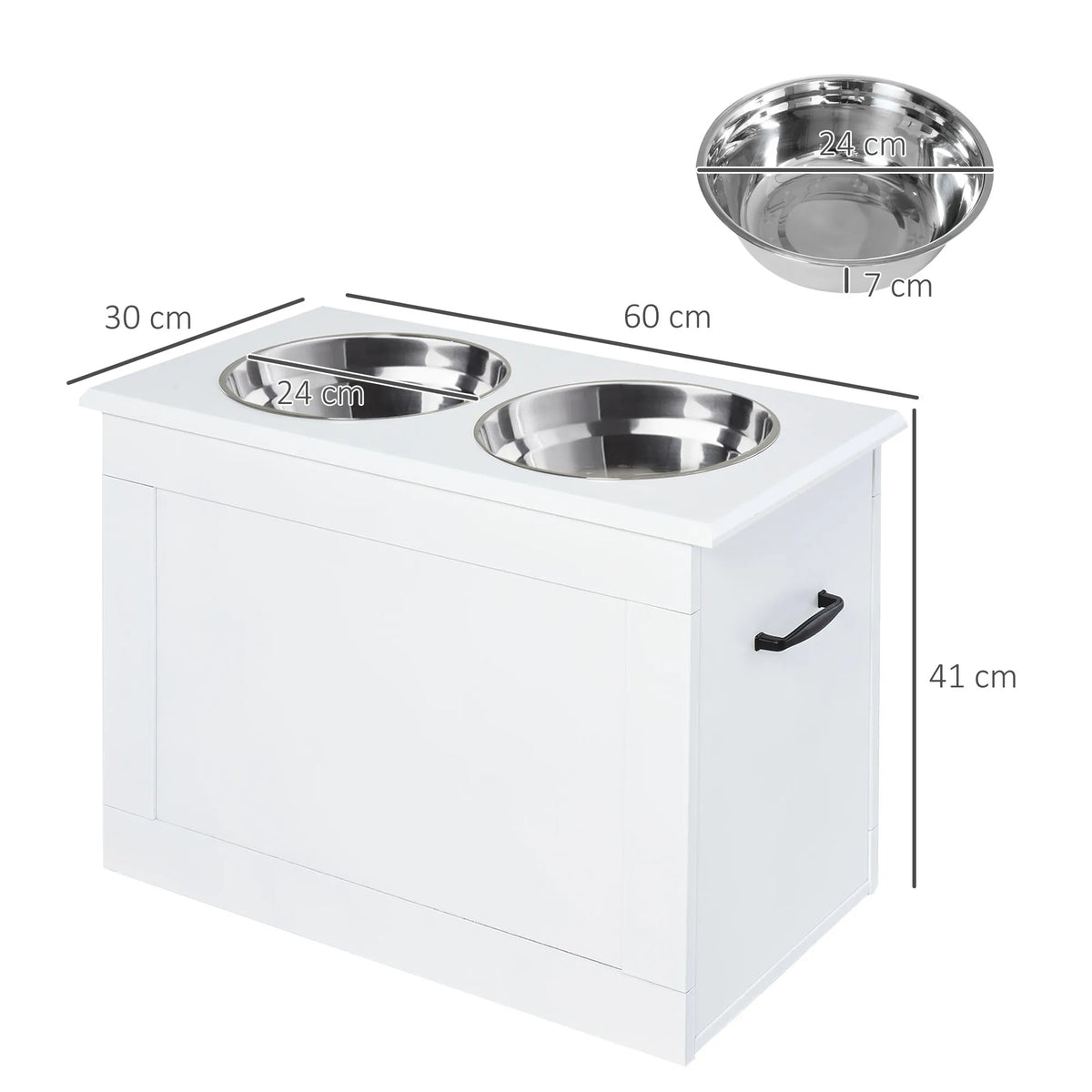 Raised Dog Bowls with Storage 60x30x41cm Elevated Feeder 2 Stainless Steel 2L Bowls for Large Dogs