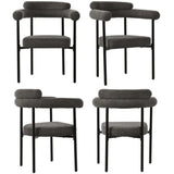 Set of 4 Cream Velvet Dining Chairs with Armrests | Upholstered Ergonomic Dining Armchairs Multiple Colours