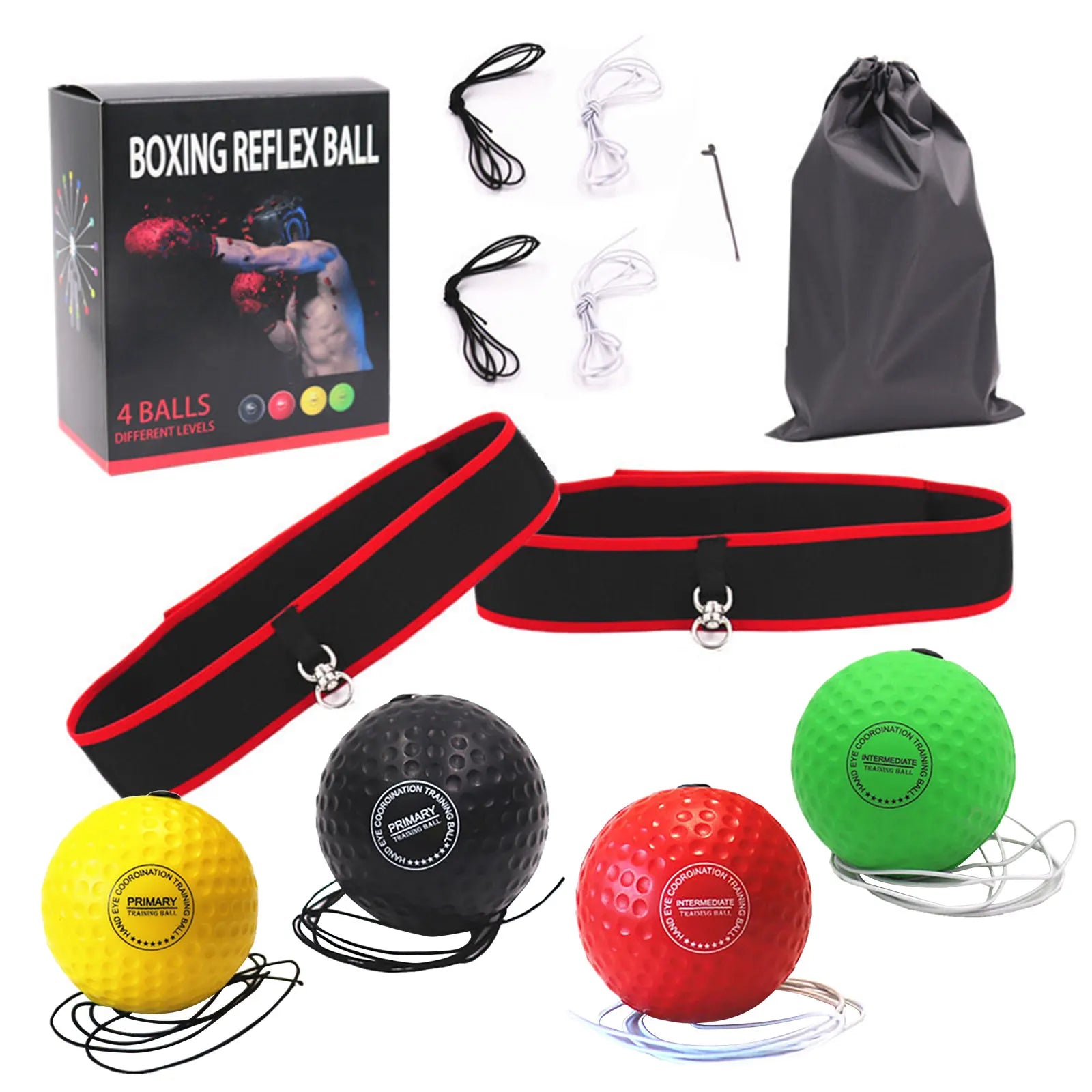 Boxing Reflex Ball with Headband Adjustable Speed Training Ball for Hand-Eye Coordination Home Fitness