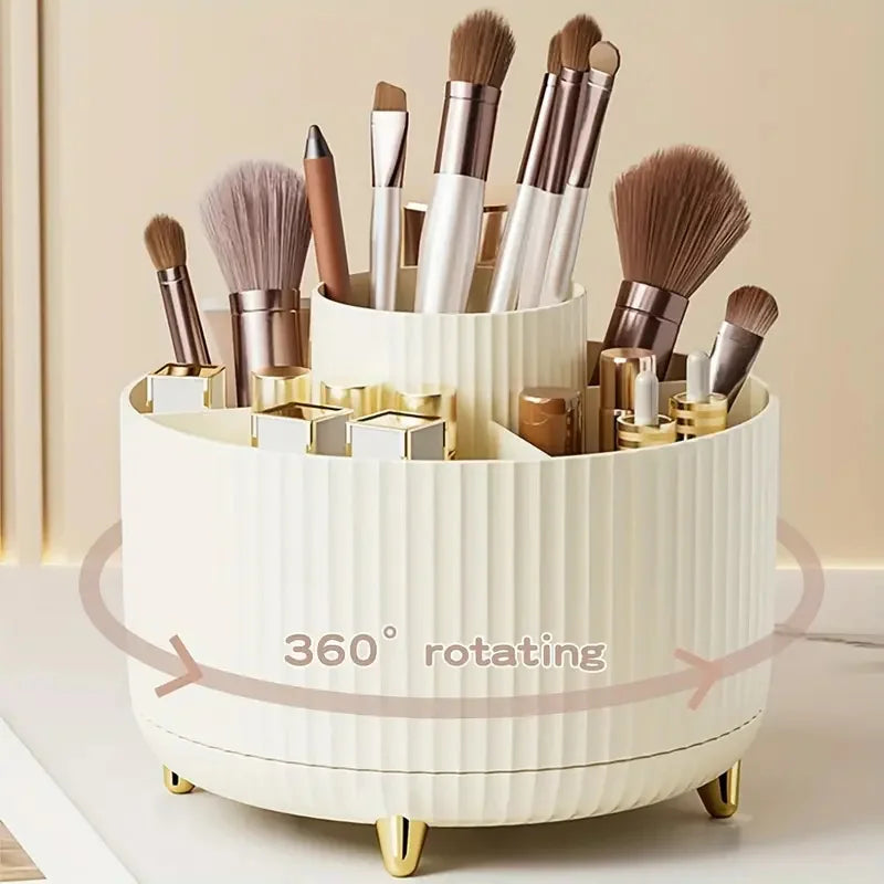 RONSLORE 360° Rotating Makeup Brush Holder | 5-Slot Desktop Organizer for Vanity & Bathroom