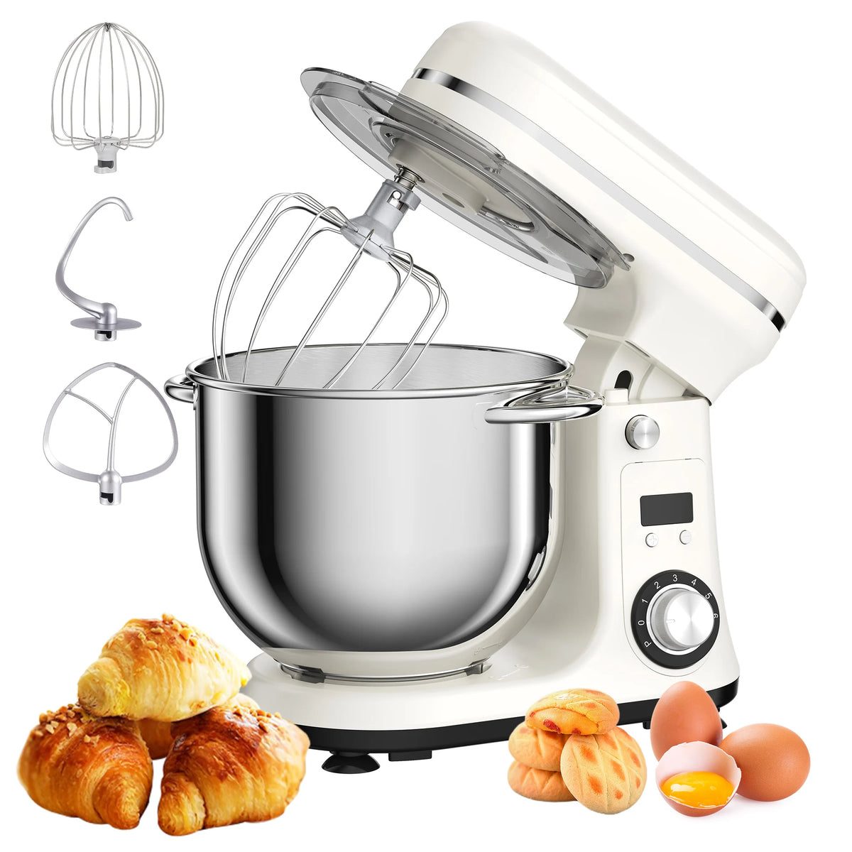 1200W Stand Mixer 6L Kitchen Food Mixer with Dough Hook Whisk 6 Speed Baking Machine